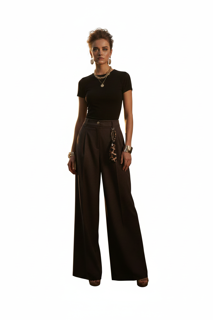BSB Striped pants button closure and zip fastening