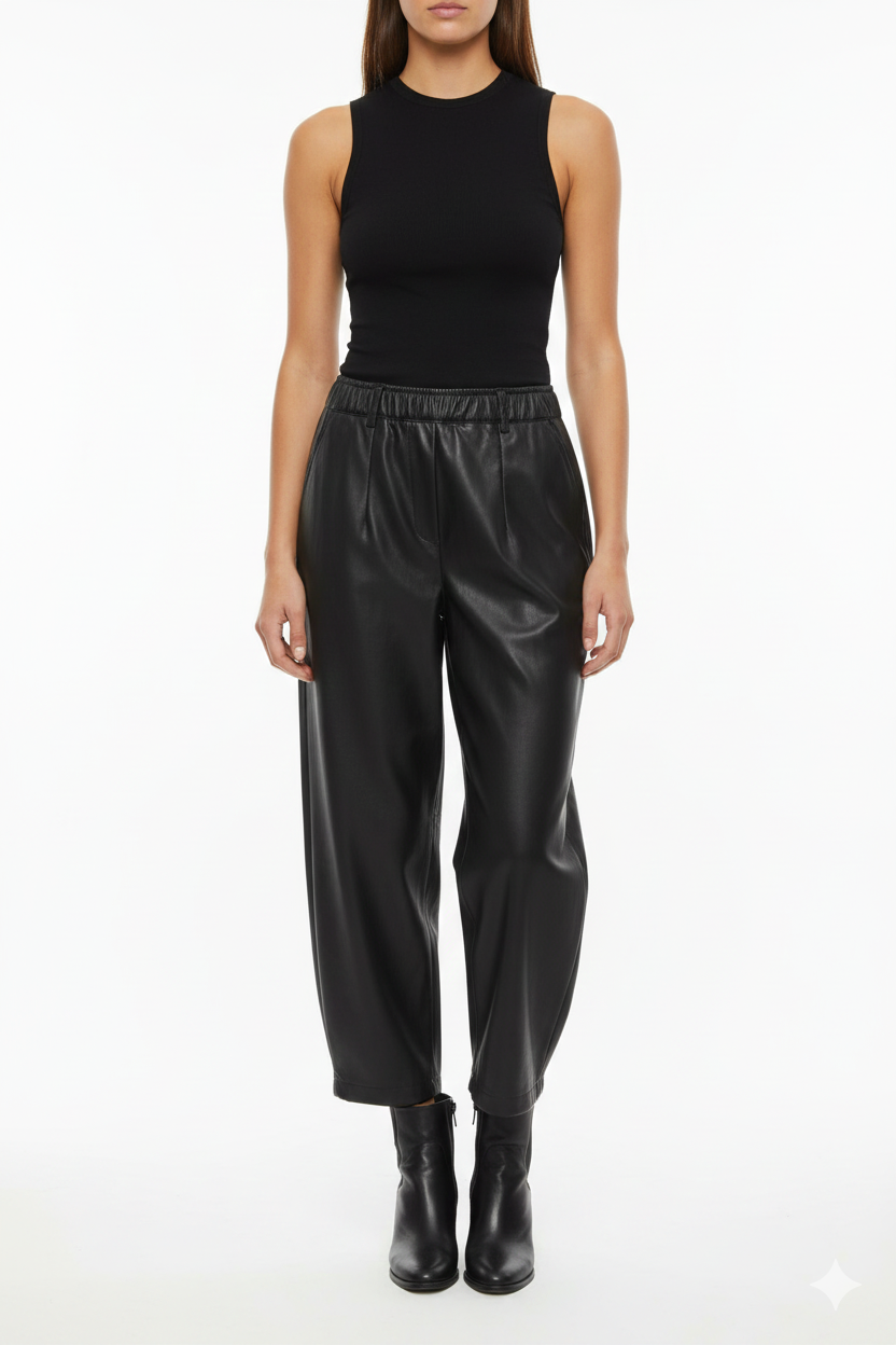 BSB Leather look pants with elastic band on the waist
