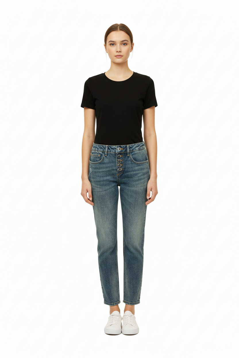 BSB Mia boyfriend jeans bejeweled button closure