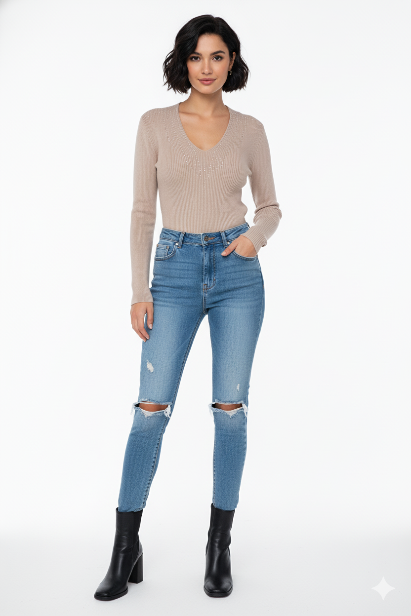 BSB Sweater with long sleeves V neckline