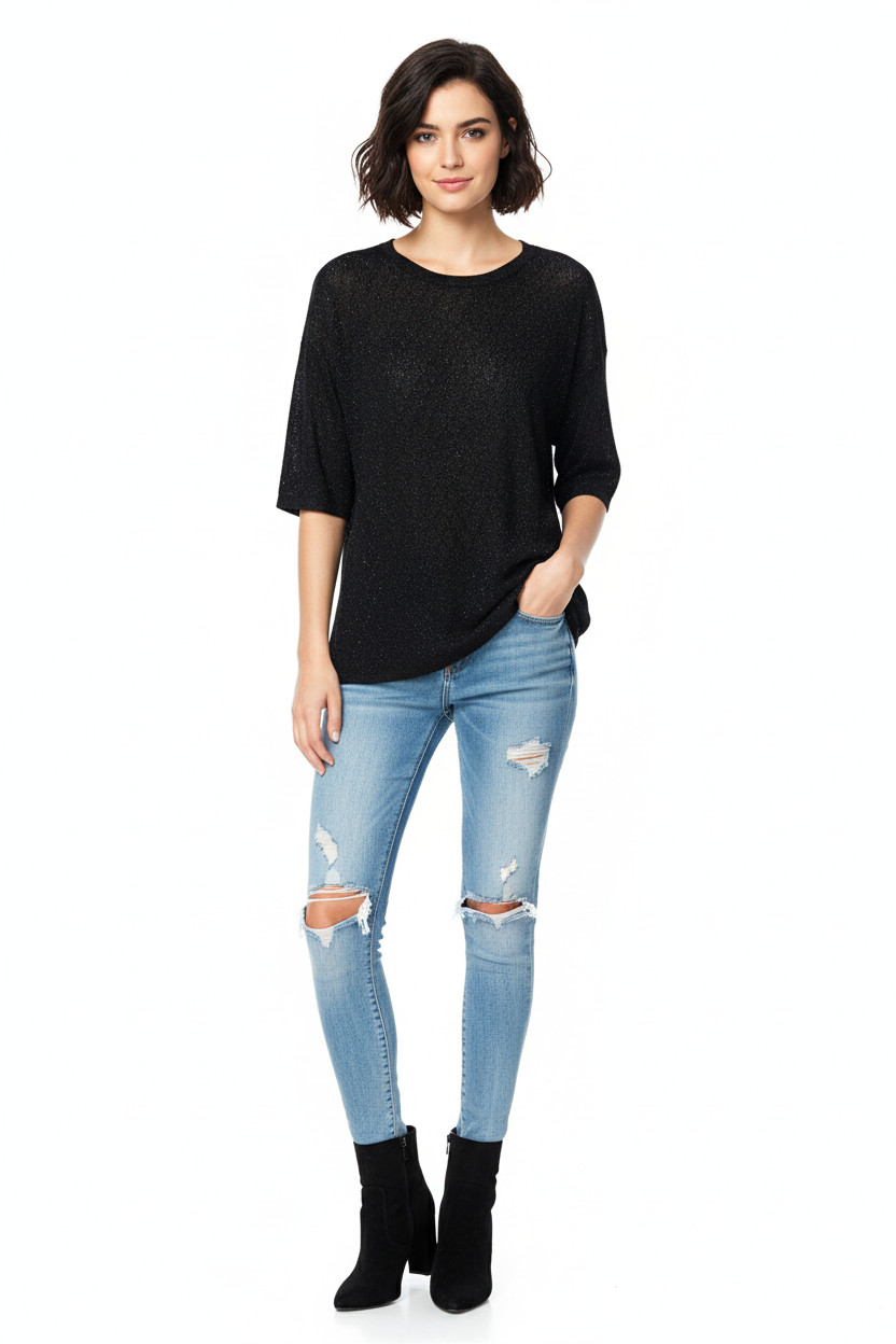 BSB Longline blouse with short sleeves