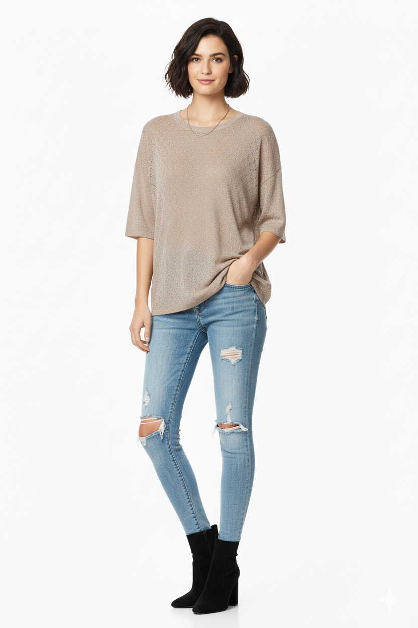 BSB Longline blouse with short sleeves