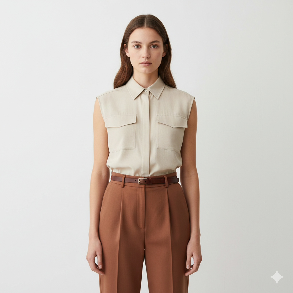 BSB Sleeveless shirt with pleats