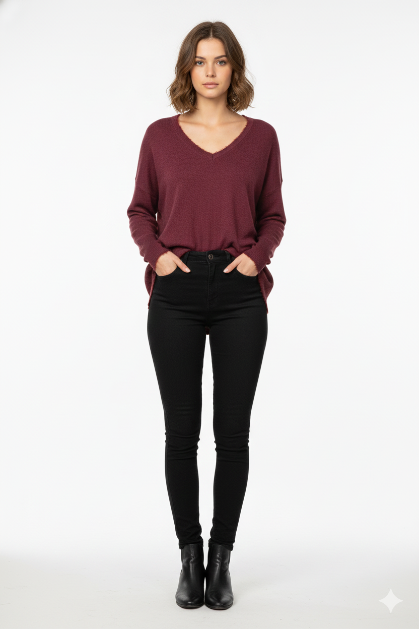BSB Sweater with long sleeves V neckline