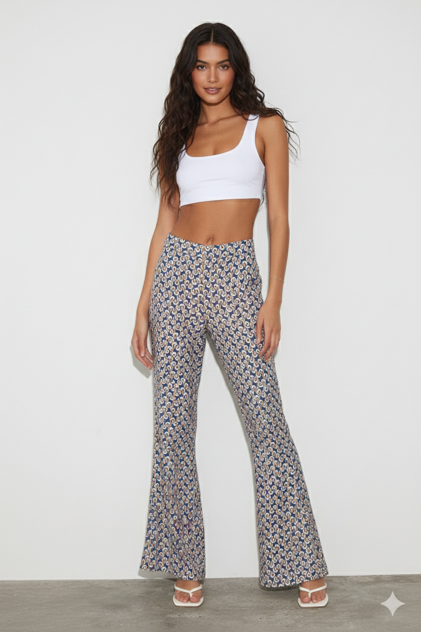 BSB Printed flare trousers