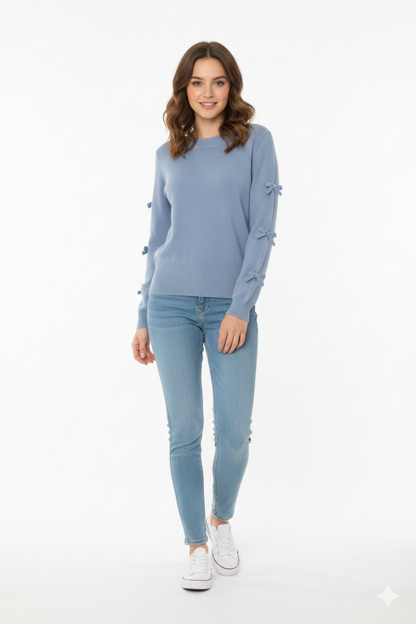 BSB Sweater with long sleeves with gathered sleeves