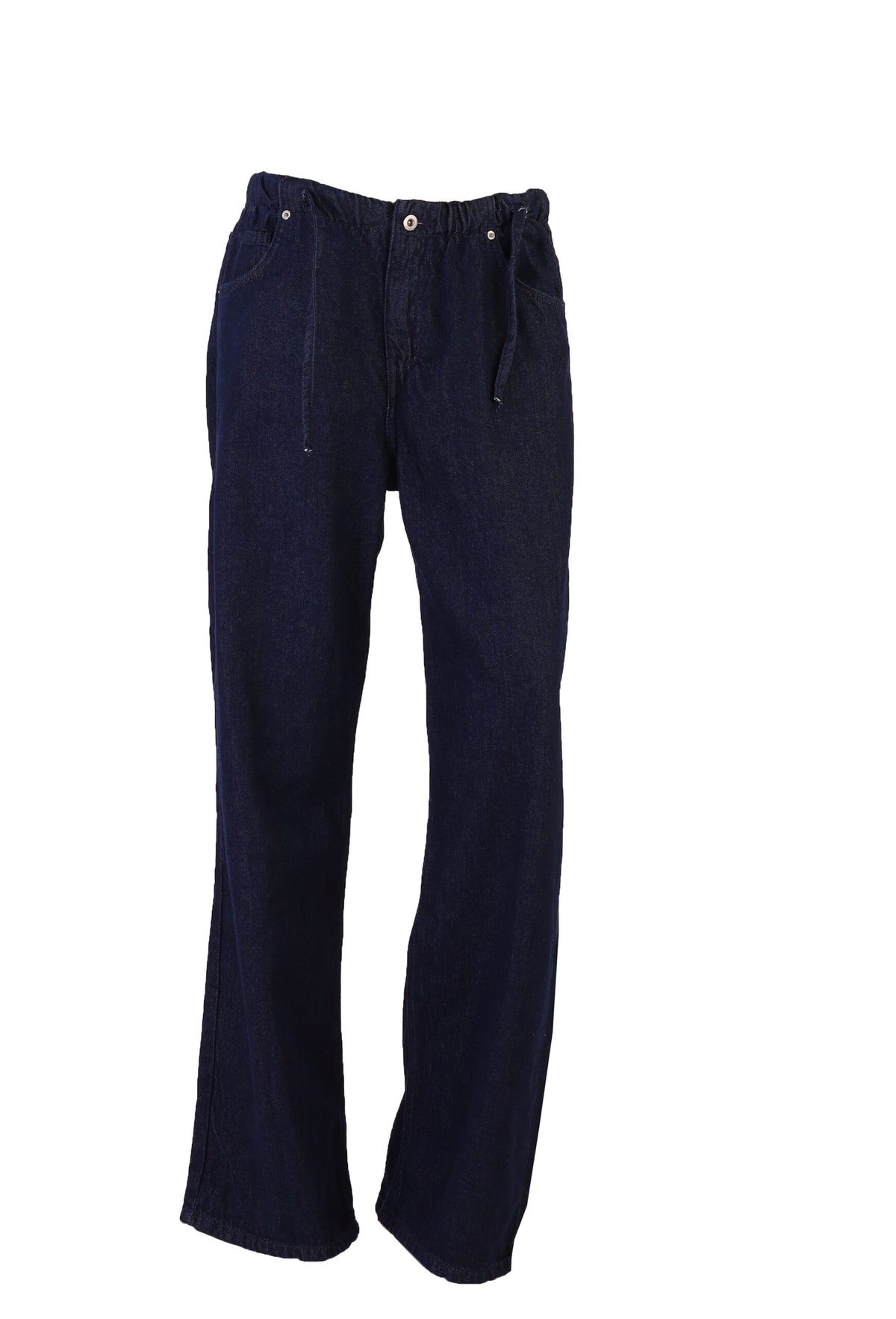FOREVER 21 High-Rise Indigo Pull-On Wide-Leg Denim Pants
