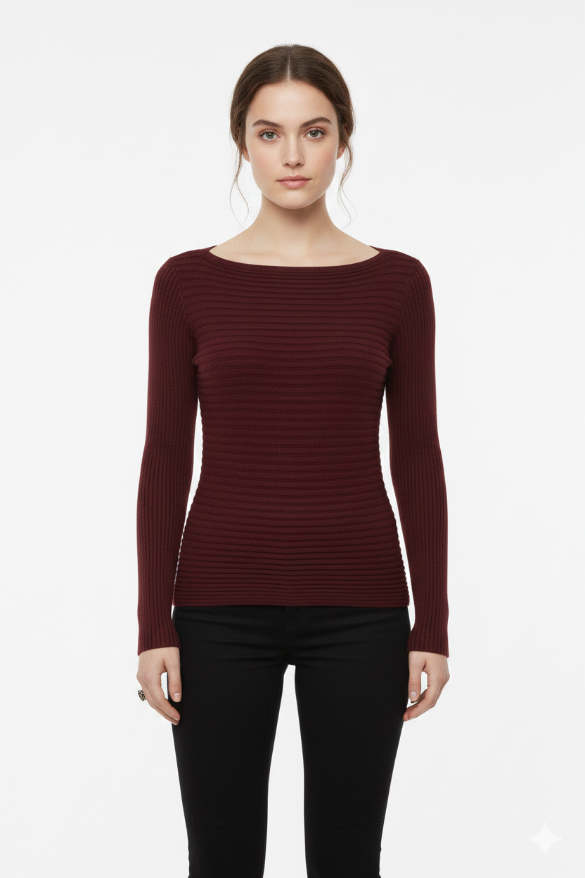 BSB Long sleeves blouse with smile neckline