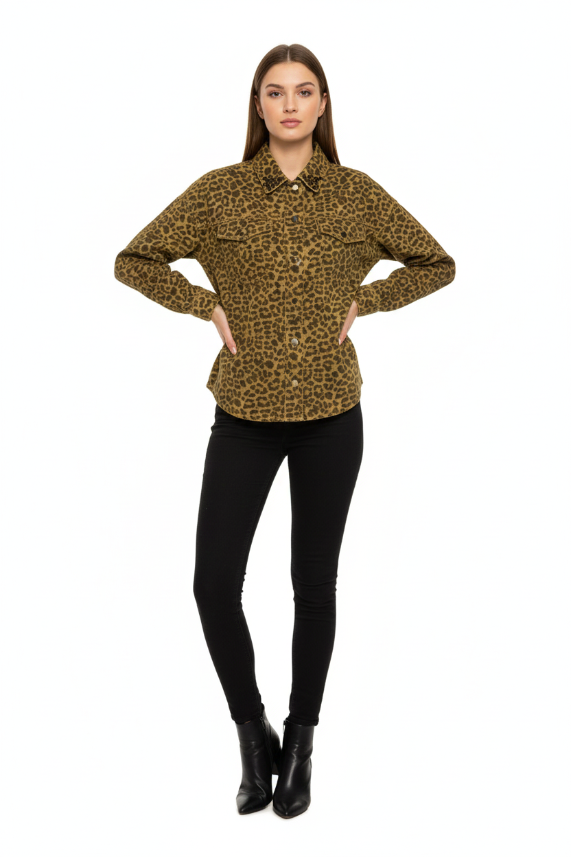 BSB Animal print denim jacket with long sleeves