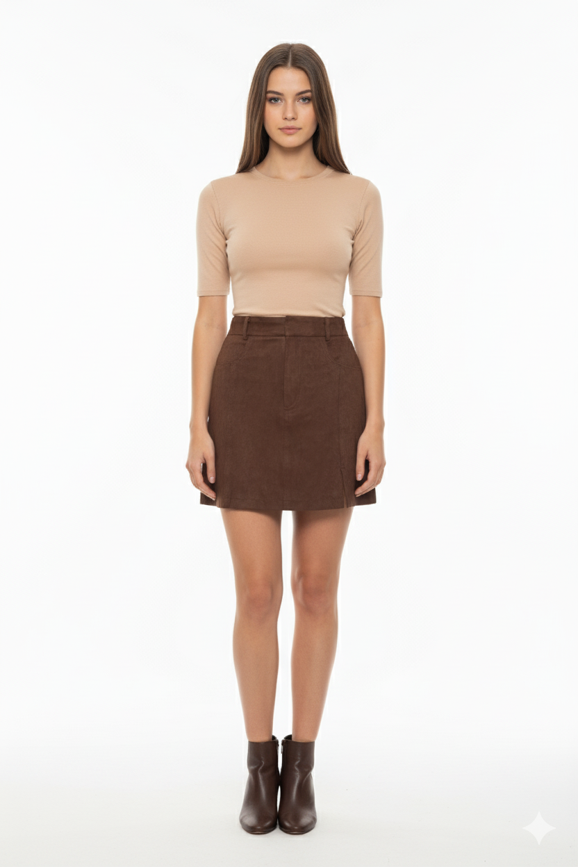 BSB Mini suede skirt with front slit