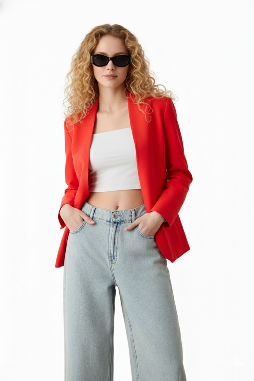 BSB V blazer with bejeweled button