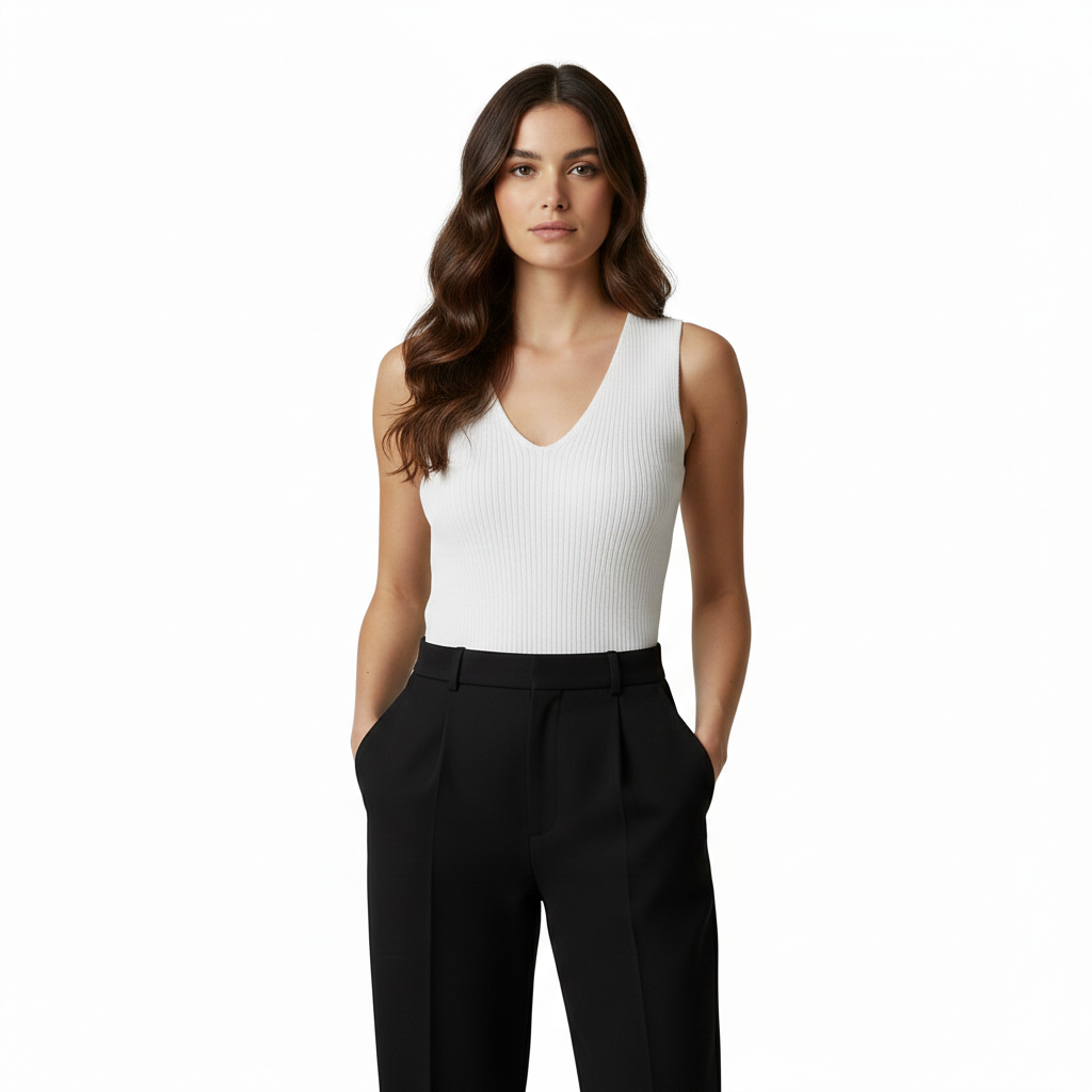 BSB Sleeveless ribbed top with rhinestones