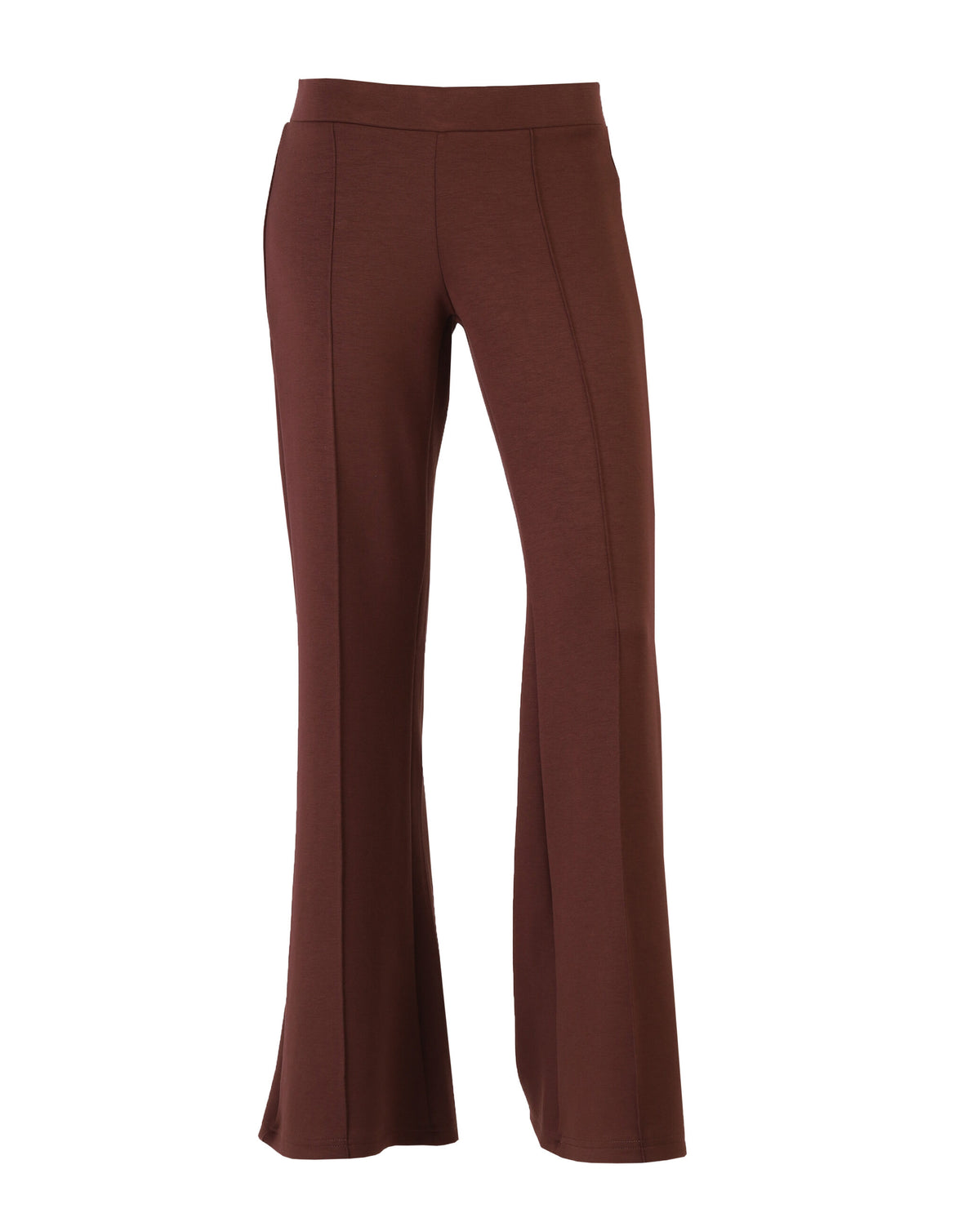 FOREVER 21 High-Waist Pintuck Seam Wide-Flare Knit Pull-On Pants