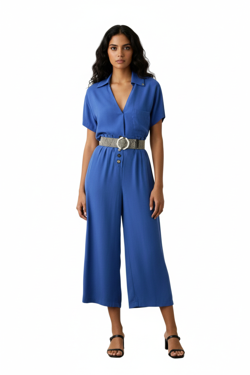 BSB Cropped pants with a ruffled waist