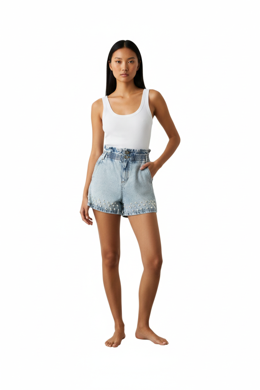 BSB Denim shorts with pearls