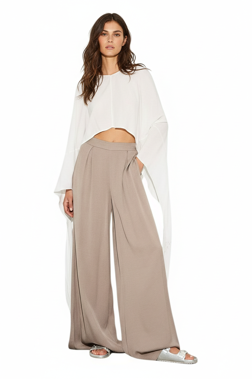 BSB Cropped top with tied sleeves