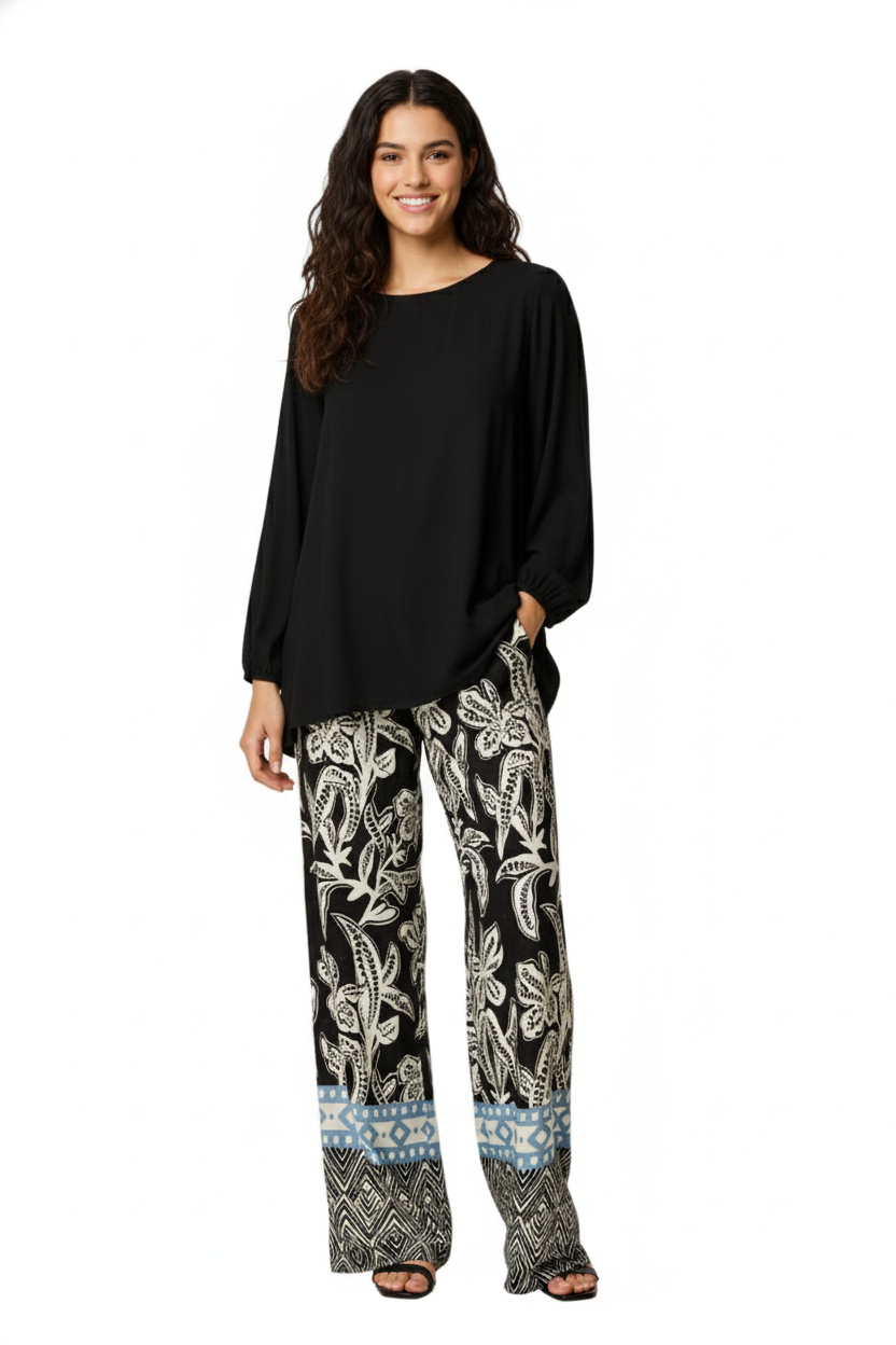 BSB Printed Wide-Leg Trousers
