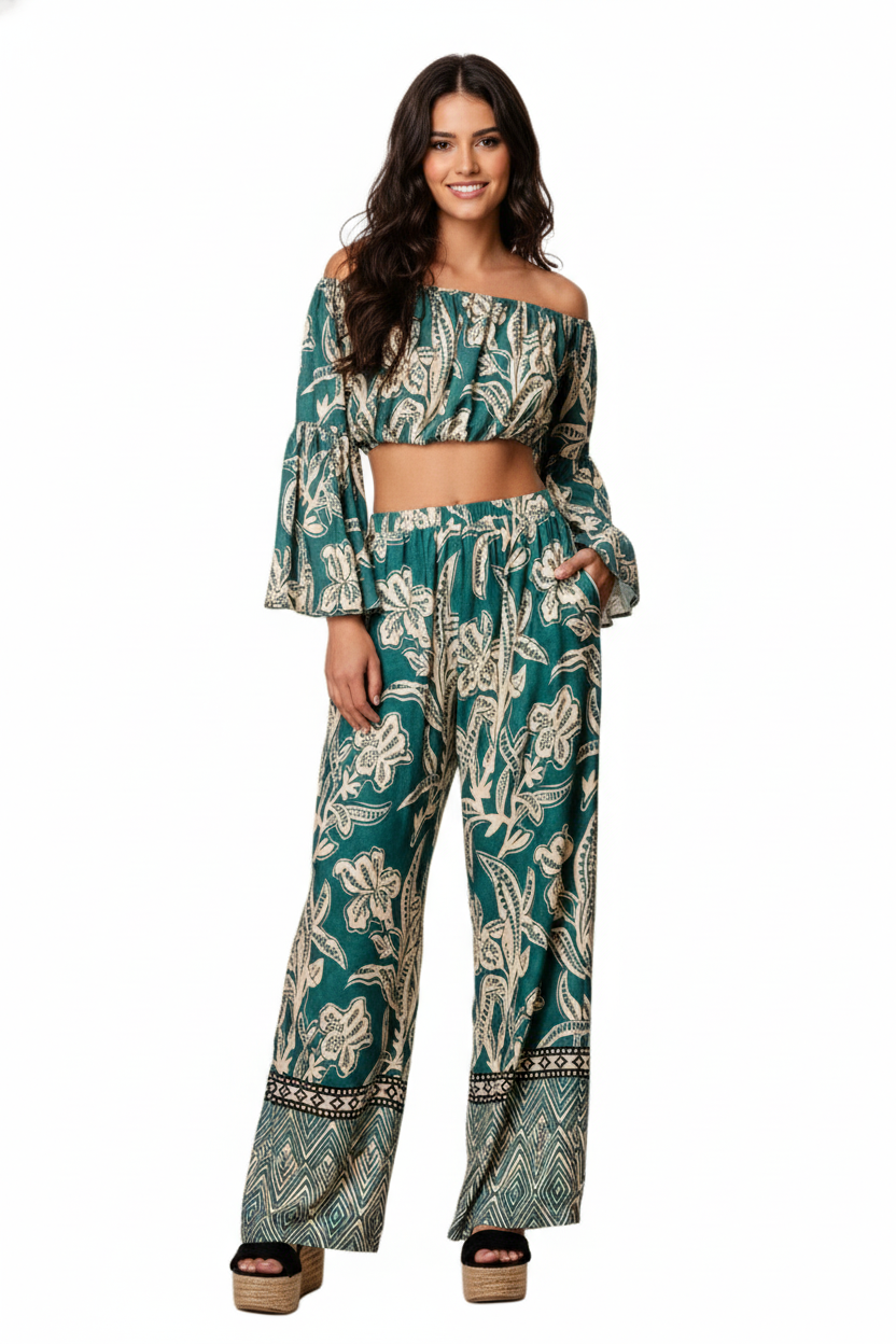 BSB Printed Wide-Leg Trousers