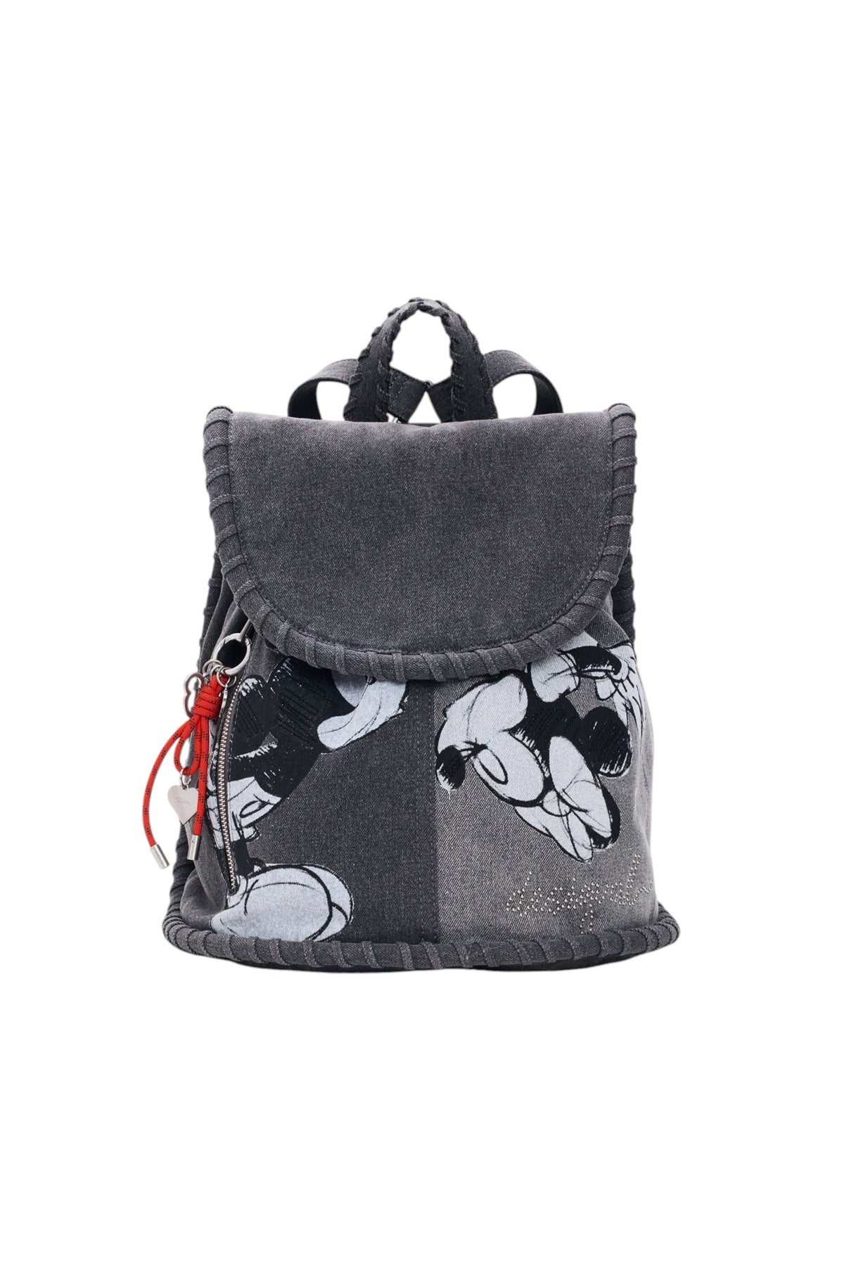 Desigual Medium backpack with denim fabric flap with Mickey Mous