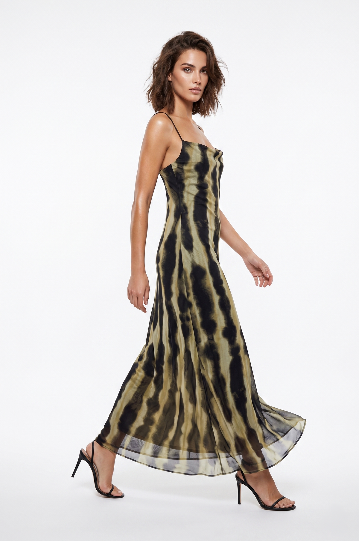 FOREVER 21 Tie-Dye Print Cowl-Neck Slip Maxi Dress