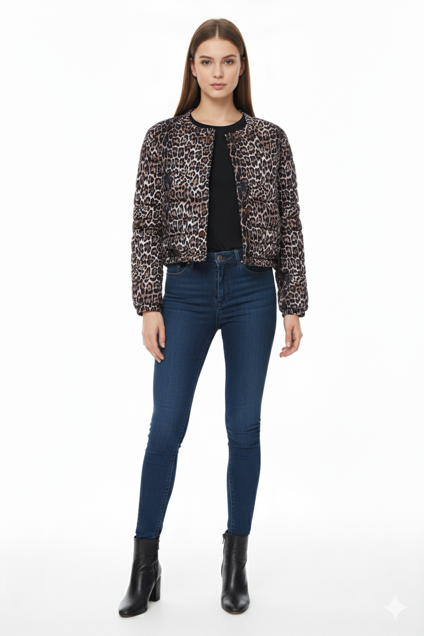 BSB Leopard puffer with long sleeves