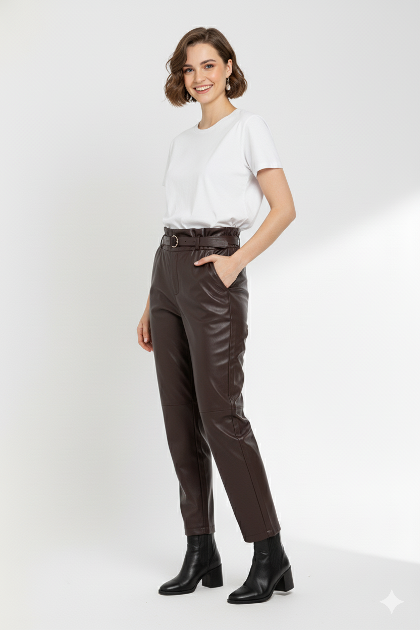 BSB Leather look trousers with belt