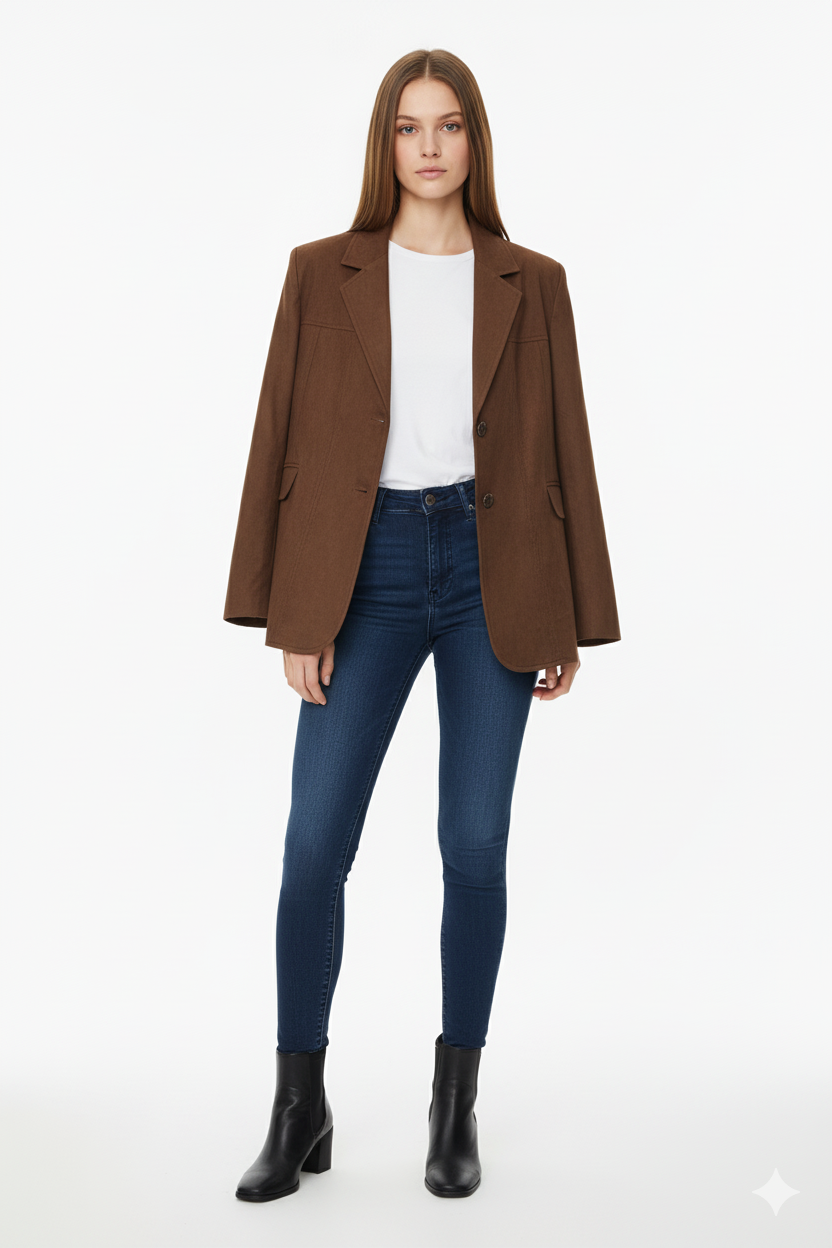 BSB Suede look blazer front button fastening
