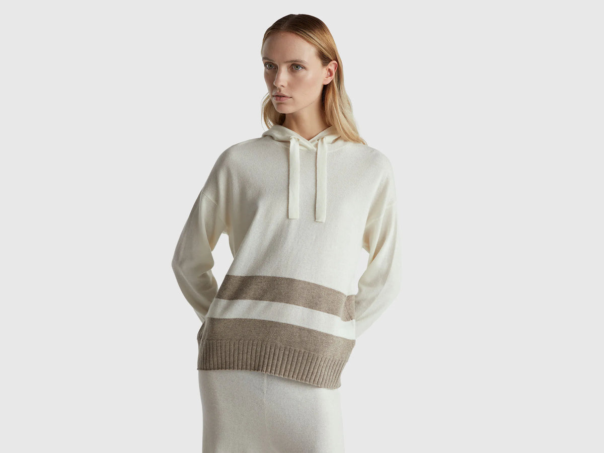Benetton Cashmere Blend Hooded Sweater