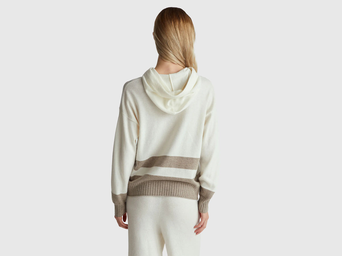Benetton Cashmere Blend Hooded Sweater