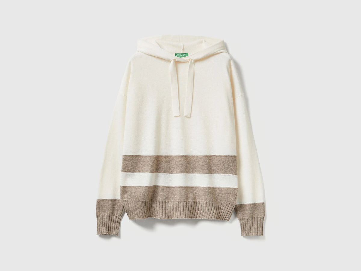 Benetton Cashmere Blend Hooded Sweater