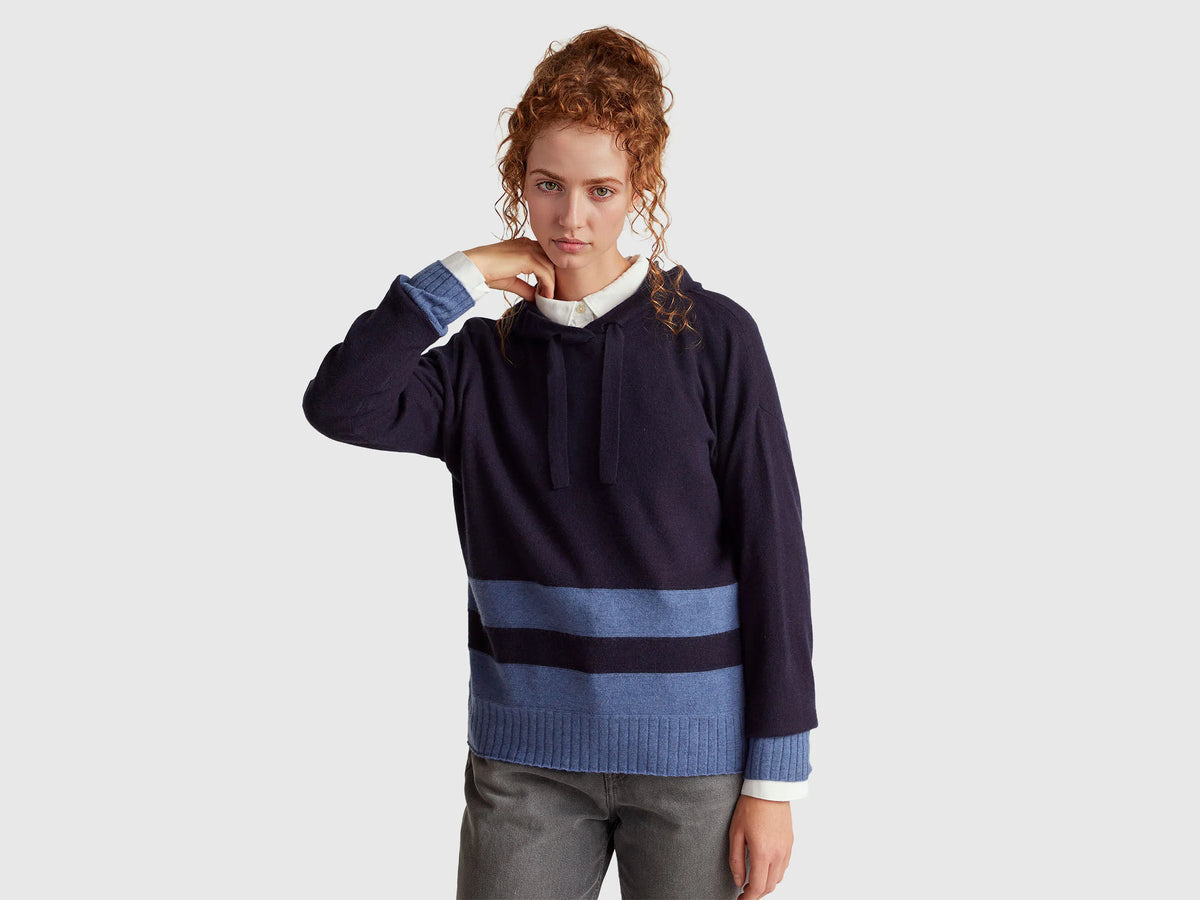 Benetton Cashmere Blend Hooded Sweater