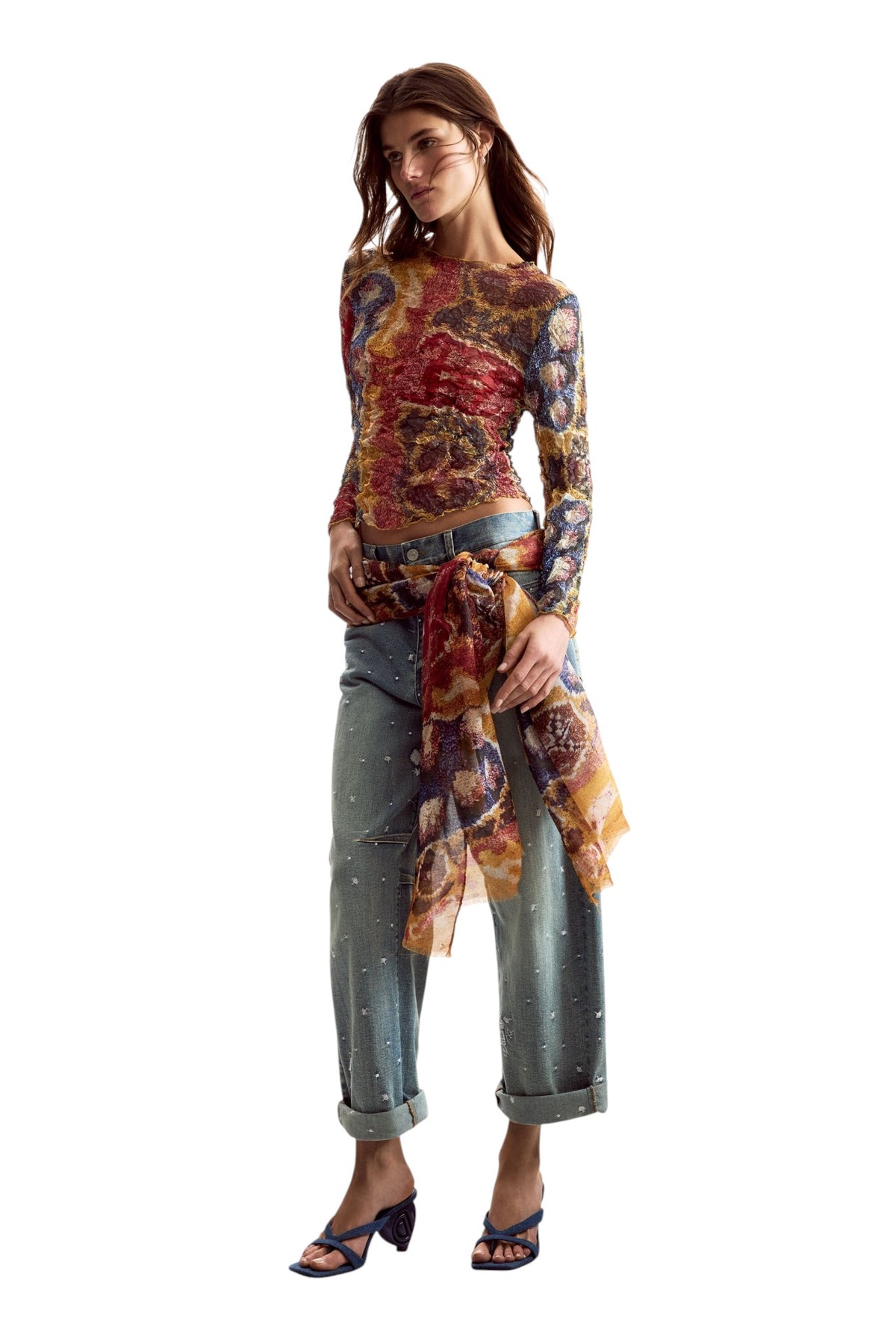 Desigual Blouse in synthetic blend georgette fabric round neck