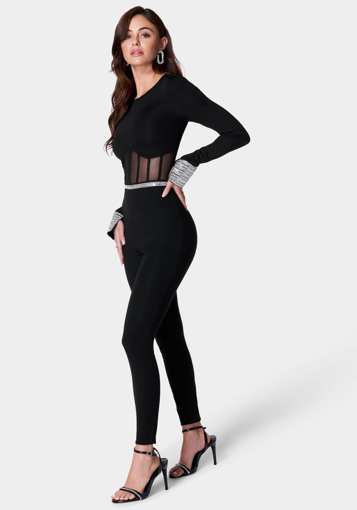 Jump Embellished Corset Detail Catsuit