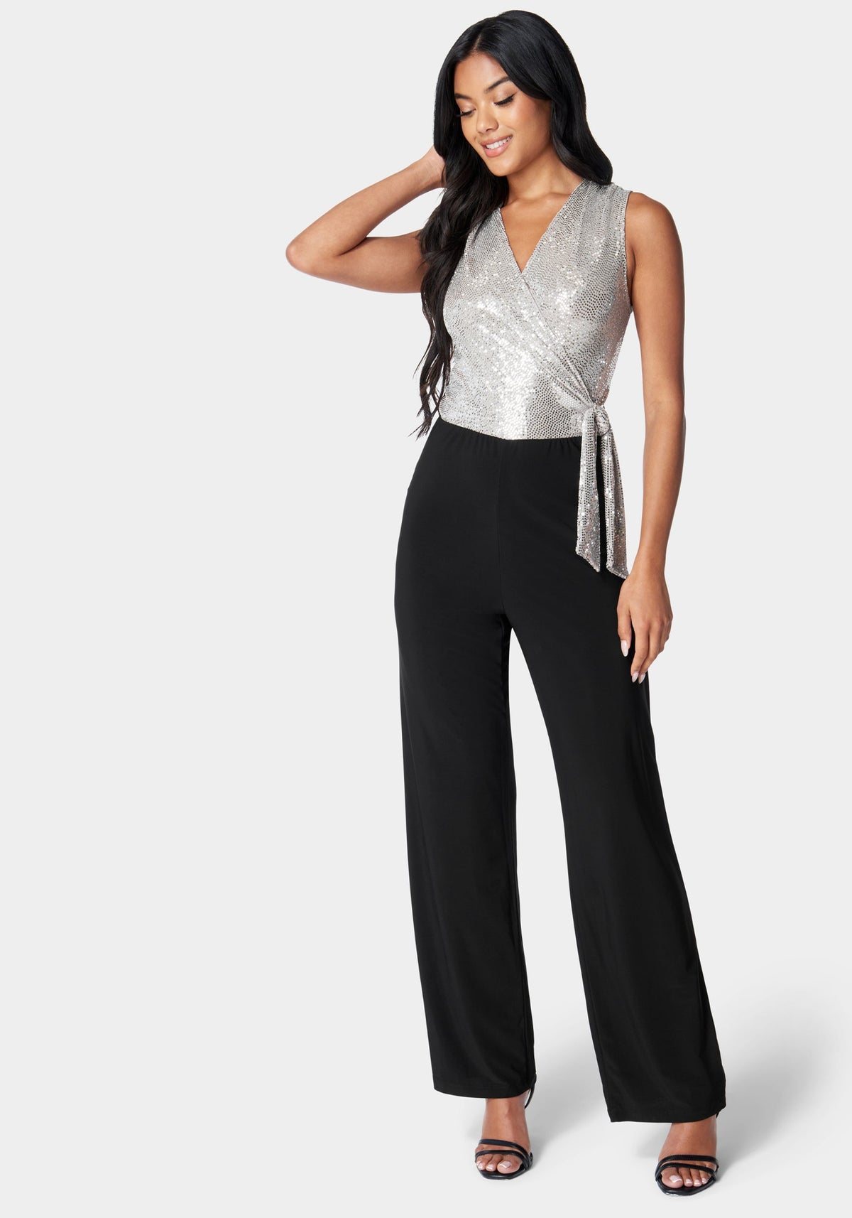 Jump Disco Dot Wrap Tie Jumpsuit