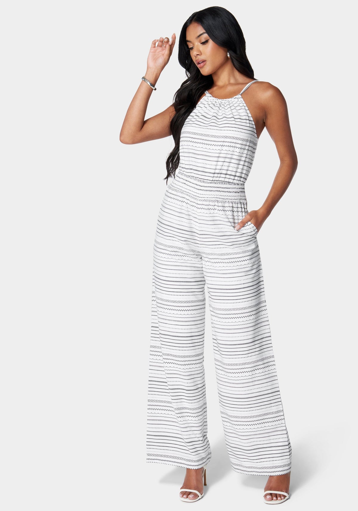 Jump Smocked Waist Halter Jumpsuit