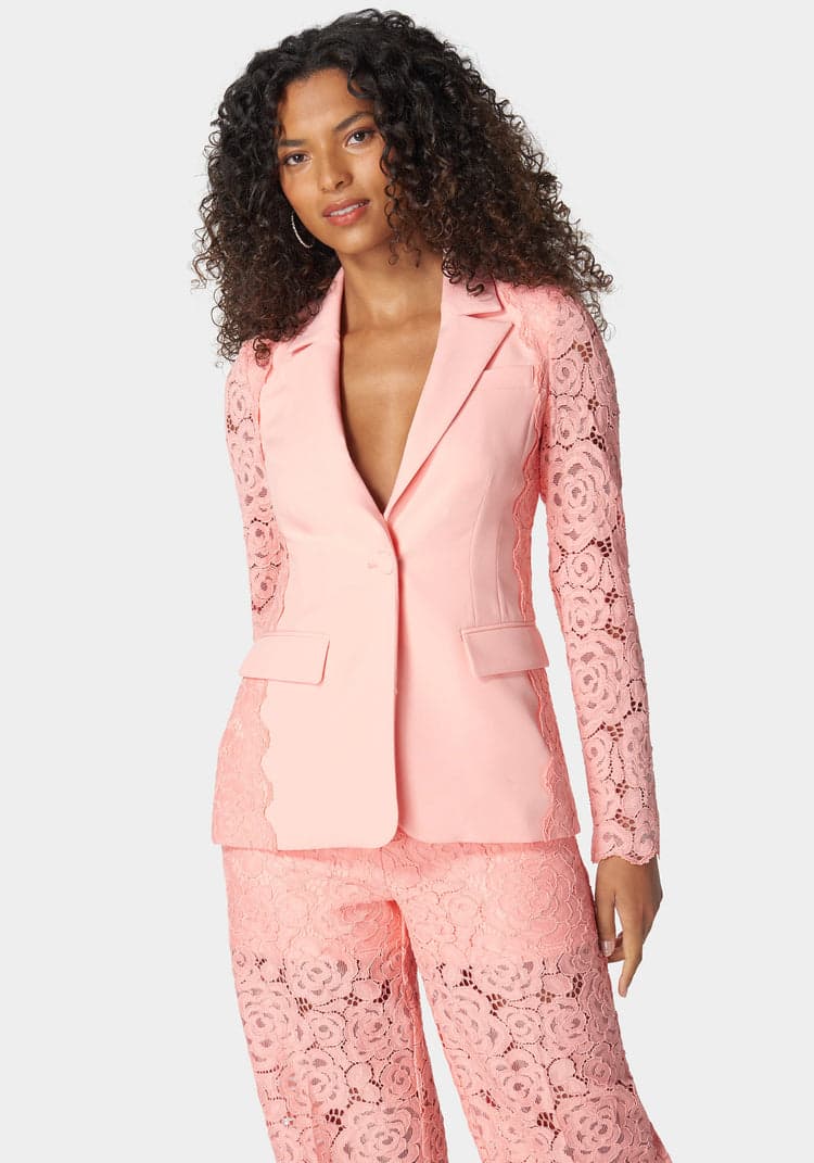 Bebe Lace Combo Tailored Jacket