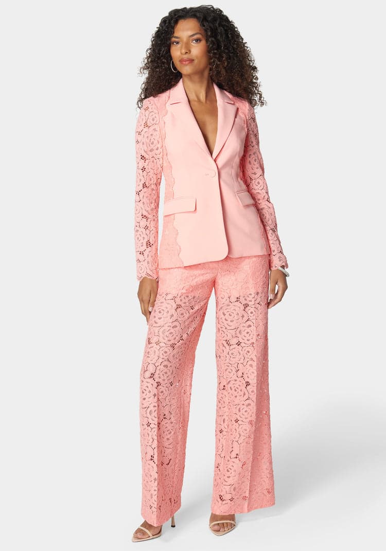 Bebe Lace Combo Tailored Jacket