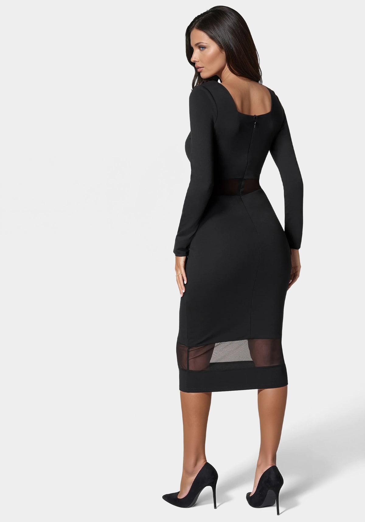 Jump Square Neck Mesh Inset Dress