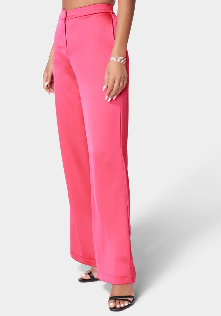 Bebe Satin Wide Leg Pant