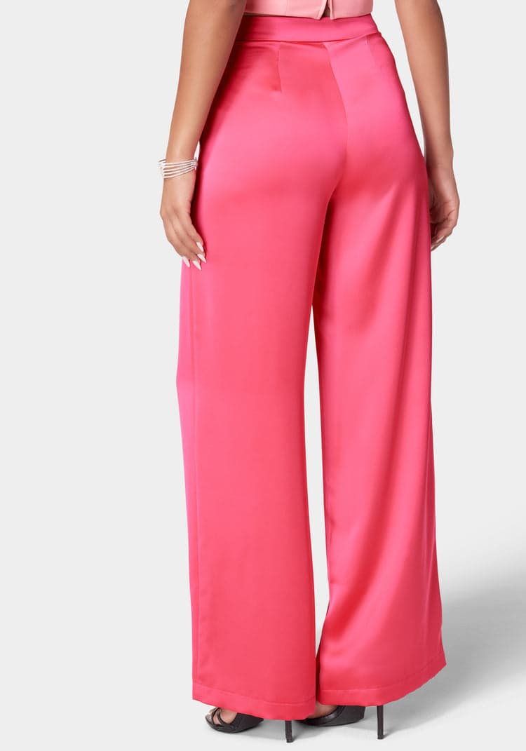 Bebe Satin Wide Leg Pant