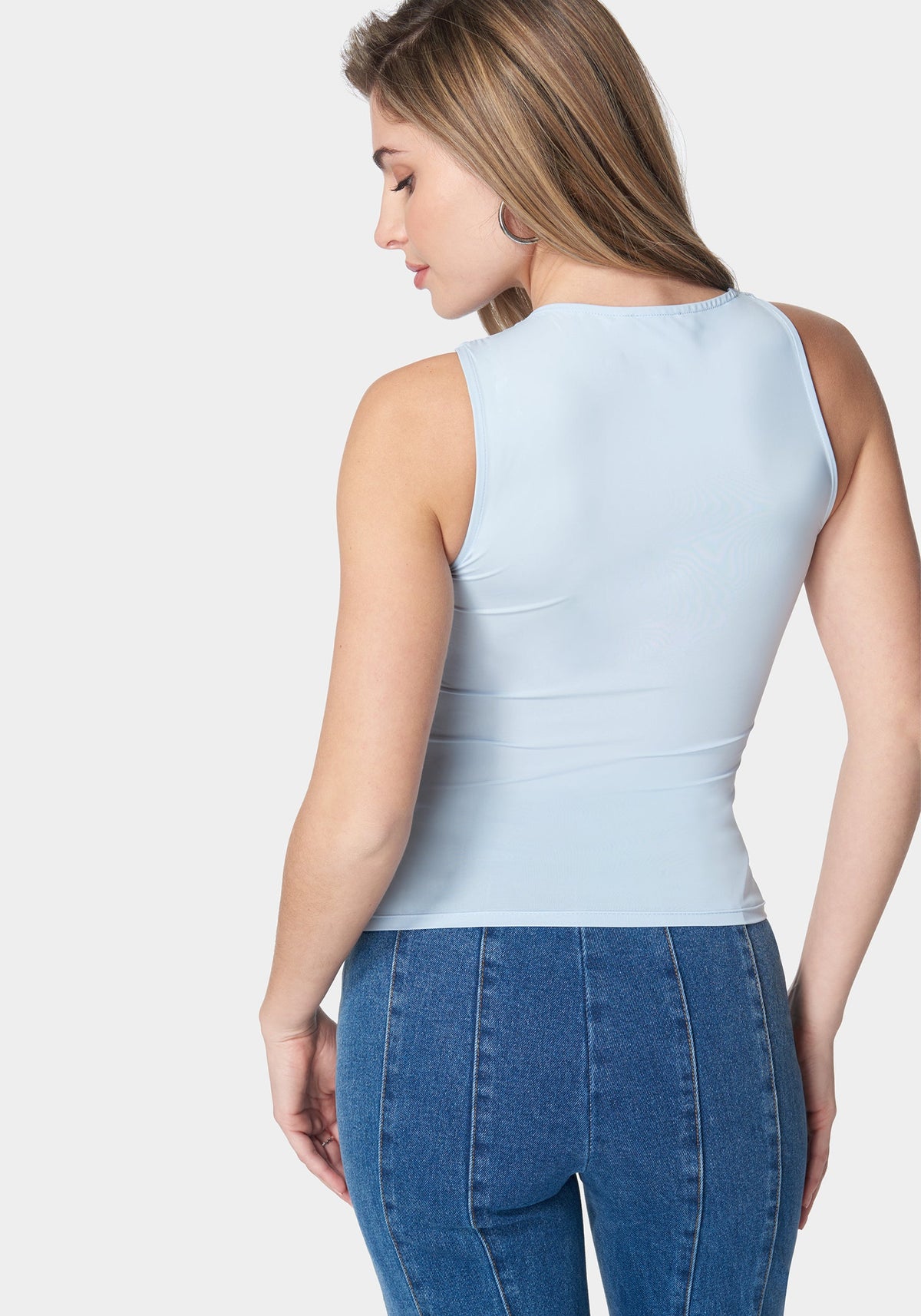Bebe Slit Front Ruched Top