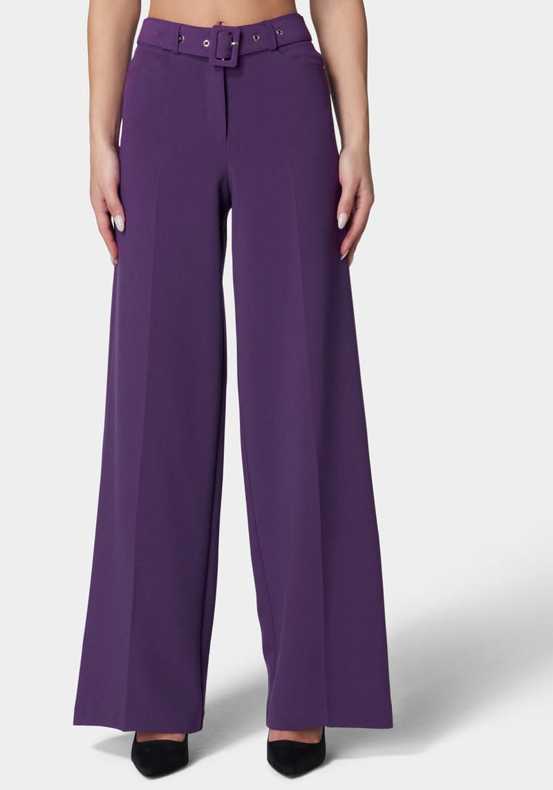 Bebe High Waist Belted Wide Leg Pant
