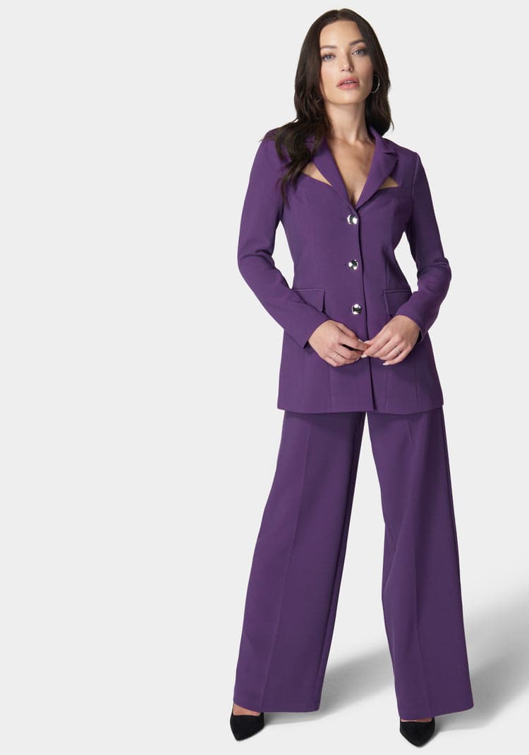 Bebe High Waist Belted Wide Leg Pant