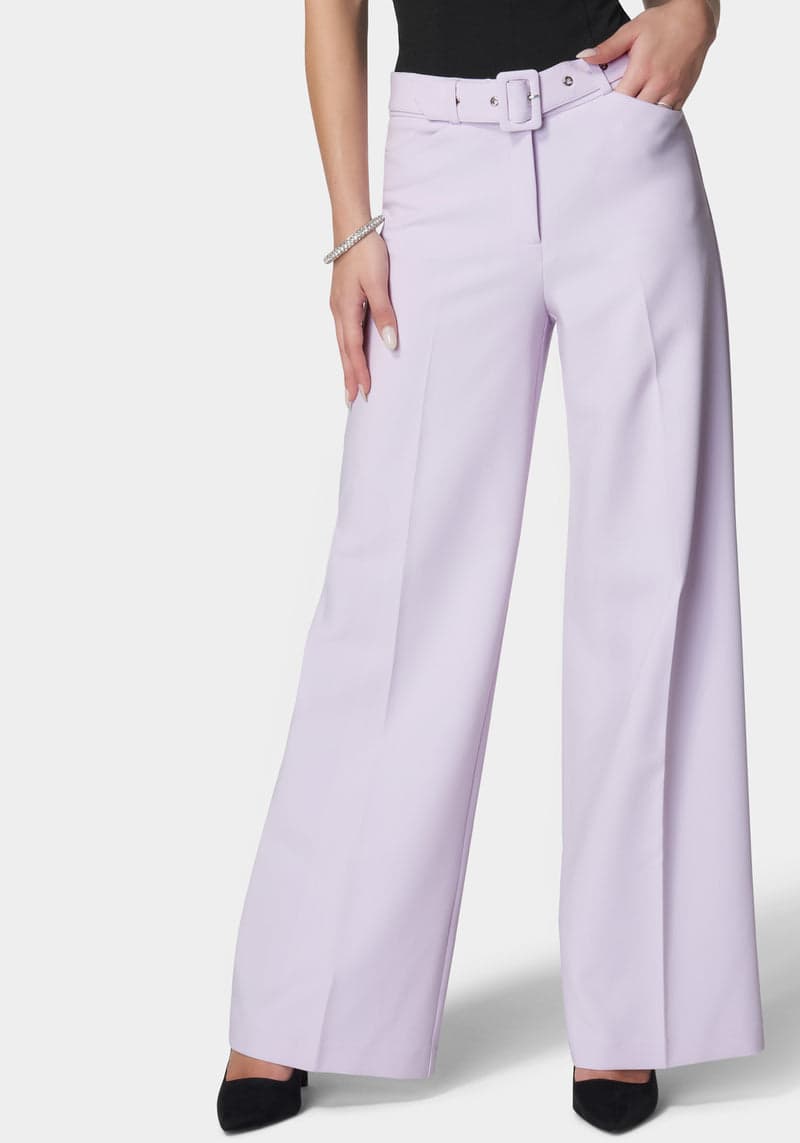 Bebe High Waist Belted Wide Leg Pant