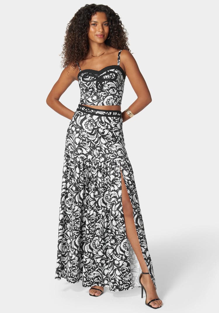 Bebe Contrast Braided Bustier Top