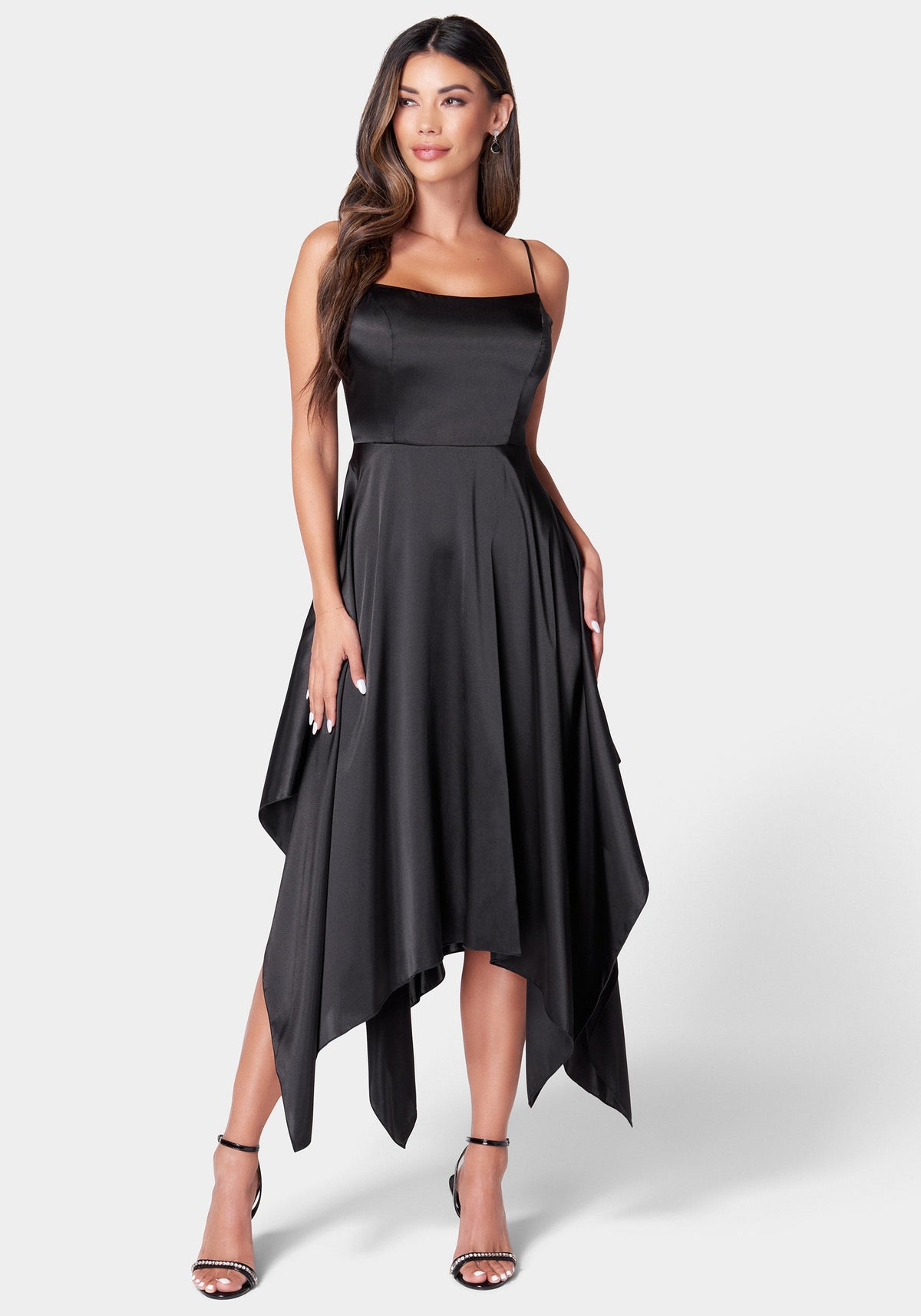 Jump Solid Satin Sharkbite Dress