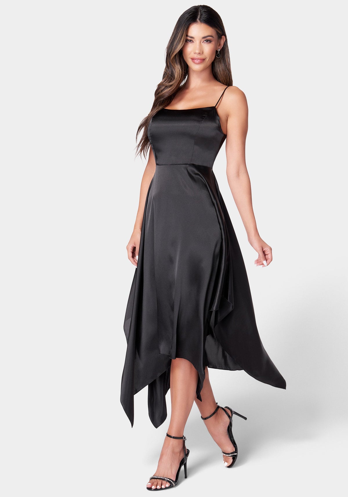 Jump Solid Satin Sharkbite Dress