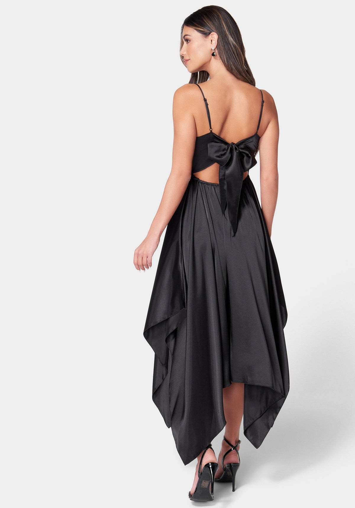 Jump Solid Satin Sharkbite Dress
