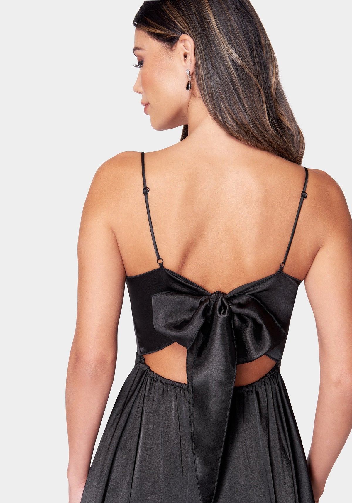 Jump Solid Satin Sharkbite Dress