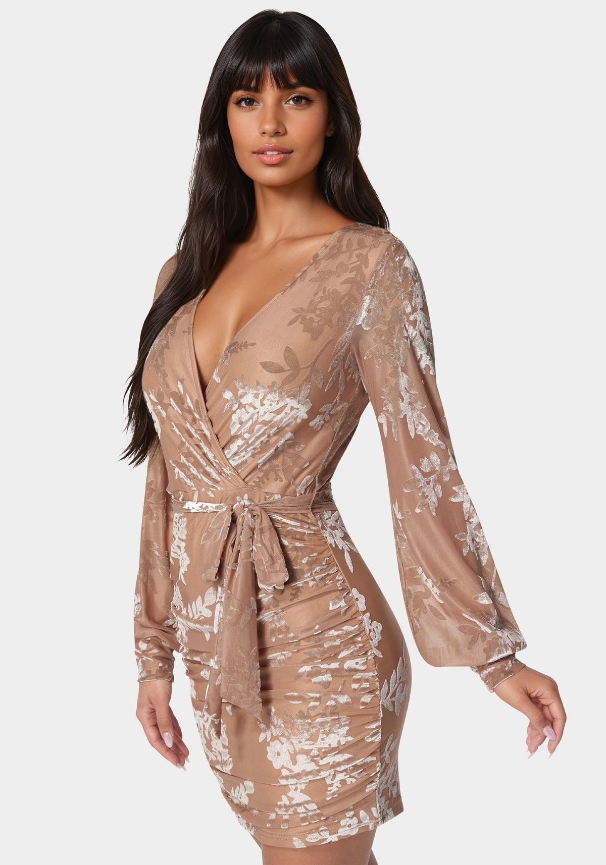 Bebe Surplice Burnout Mini Dress